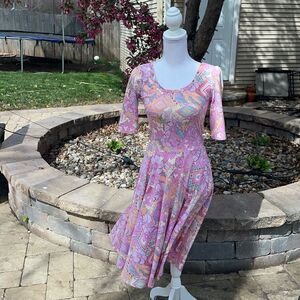 ✨LuLaRoe Pastel Aztec Floral Print Nicole Dress